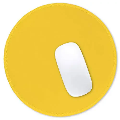 Hsurbtra Mouse Pad, Premium-Textured Small Round Mousepad 8.7 x 8.7 Inch Yellow, Stitched Edge Anti-Slip Waterproof Rubber Pretty Cute Computer Mat for Office Home Gaming Laptop Men Women Kids - 1