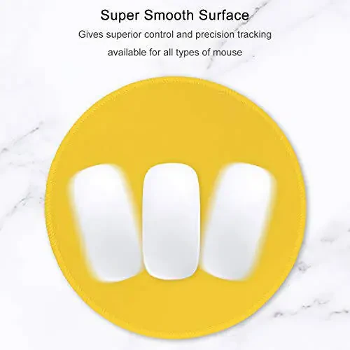 Hsurbtra Mouse Pad, Premium-Textured Small Round Mousepad 8.7 x 8.7 Inch Yellow, Stitched Edge Anti-Slip Waterproof Rubber Pretty Cute Computer Mat for Office Home Gaming Laptop Men Women Kids - 3