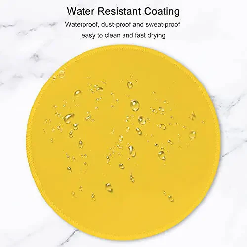 Hsurbtra Mouse Pad, Premium-Textured Small Round Mousepad 8.7 x 8.7 Inch Yellow, Stitched Edge Anti-Slip Waterproof Rubber Pretty Cute Computer Mat for Office Home Gaming Laptop Men Women Kids - 6