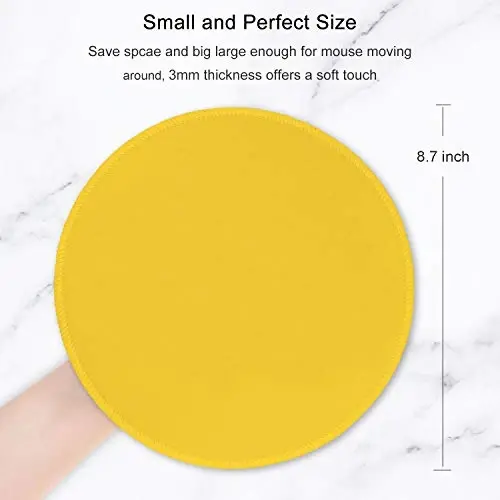 Hsurbtra Mouse Pad, Premium-Textured Small Round Mousepad 8.7 x 8.7 Inch Yellow, Stitched Edge Anti-Slip Waterproof Rubber Pretty Cute Computer Mat for Office Home Gaming Laptop Men Women Kids - 2