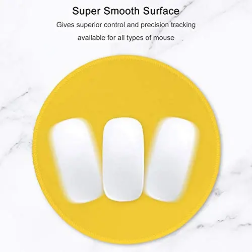 Hsurbtra Mouse Pad, Premium-Textured Small Round Mousepad 8.7 x 8.7 Inch Yellow, Stitched Edge Anti-Slip Waterproof Rubber Pretty Cute Computer Mat for Office Home Gaming Laptop Men Women Kids - 3