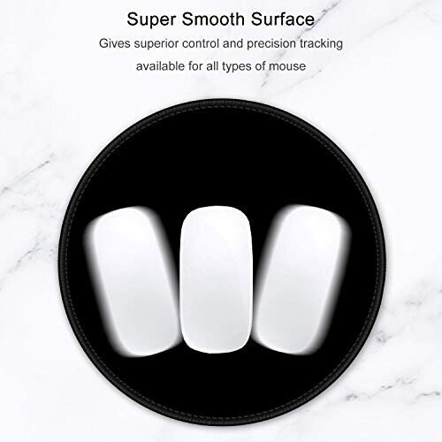 Hsurbtra Mouse Pad, Premium-Textured Small Round Mousepad 8.7 x 8.7 Inch Black, Stitched Edge Anti-Slip Waterproof Rubber Pretty Cute Computer Mat for Office Home Gaming Laptop Men Women Kids - 3