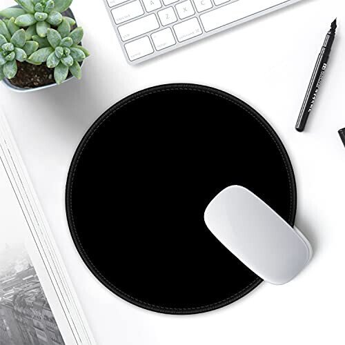 Hsurbtra Mouse Pad, Premium-Textured Small Round Mousepad 8.7 x 8.7 Inch Black, Stitched Edge Anti-Slip Waterproof Rubber Pretty Cute Computer Mat for Office Home Gaming Laptop Men Women Kids - 7