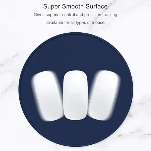 Hsurbtra коврик для мыши, маленький круглый коврик премиум-текстуры 8,7 x 8,7 дюйма, темно-синий, прошитый край, нескользящий водонепроницаемый резиновый милый коврик для компьютера для офиса, дома, игр, ноутбука, мужчин, женщин, детей - 3