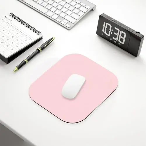 Hsurbtra Mouse Pad, Premium-Textured Small Square Mousepad 8 x 9 Inch Pink, Thick 3 mm Anti-Slip Waterproof Rubber Pretty Cute Computer Mat for Office Home Gaming Laptop Men Women Kids - 6