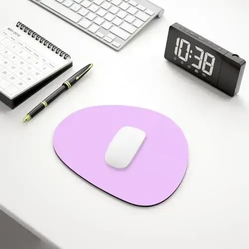 Hsurbtra Mouse Pad, Premium-Textured Small Oval Mousepad 8.7 x 7.1 Inch Purple, Thick 3 mm Anti-Slip Waterproof Rubber Pretty Cute Computer Mat for Office Home Gaming Laptop Men Women Kids - 6