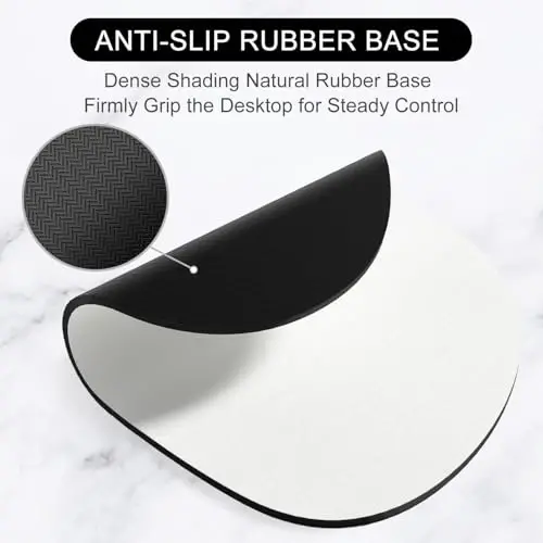 Hsurbtra Mouse Pad, Premium-Textured Small Oval Mousepad 8.7 x 7.1 Inch White, Thick 3 mm Anti-Slip Waterproof Rubber Pretty Cute Computer Mat for Office Home Gaming Laptop Men Women Kids - 3