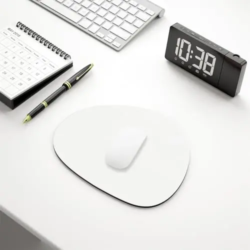 Hsurbtra Mouse Pad, Premium-Textured Small Oval Mousepad 8.7 x 7.1 Inch White, Thick 3 mm Anti-Slip Waterproof Rubber Pretty Cute Computer Mat for Office Home Gaming Laptop Men Women Kids - 6