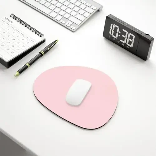 Hsurbtra Mouse Pad, Premium-Textured Small Oval Mousepad 8.7 x 7.1 Inch Pink, Thick 3 mm Anti-Slip Waterproof Rubber Pretty Cute Computer Mat for Office Home Gaming Laptop Men Women Kids - 6