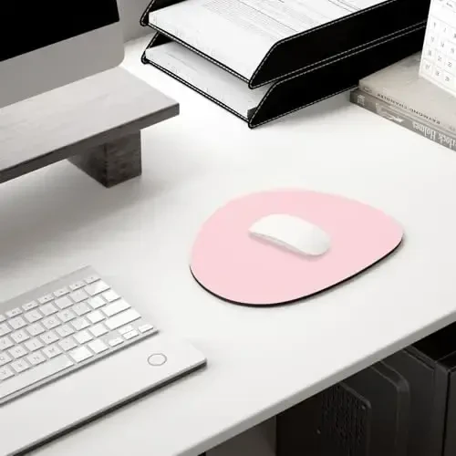 Hsurbtra Mouse Pad, Premium-Textured Small Oval Mousepad 8.7 x 7.1 Inch Pink, Thick 3 mm Anti-Slip Waterproof Rubber Pretty Cute Computer Mat for Office Home Gaming Laptop Men Women Kids - 7