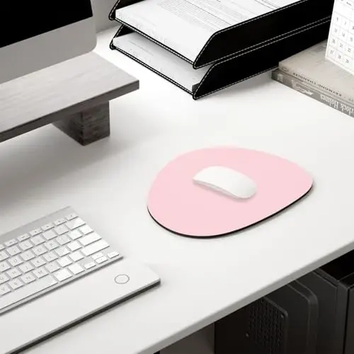 Hsurbtra Mouse Pad, Premium-Textured Small Oval Mousepad 8.7 x 7.1 Inch Pink, Thick 3 mm Anti-Slip Waterproof Rubber Pretty Cute Computer Mat for Office Home Gaming Laptop Men Women Kids - 7