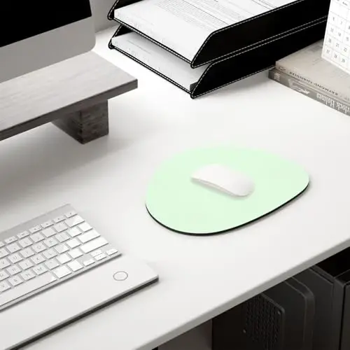 Hsurbtra Mouse Pad, Premium-Textured Small Oval Mousepad 8.7 x 7.1 Inch Green, Thick 3 mm Anti-Slip Waterproof Rubber Pretty Cute Computer Mat for Office Home Gaming Laptop Men Women Kids - 7