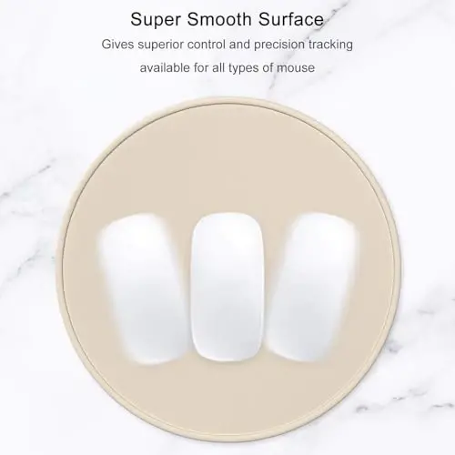 Hsurbtra Mouse Pad, Premium-Textured Small Round Mousepad 8.7 x 8.7 Inch Beige, Stitched Edge Anti-Slip Waterproof Rubber Pretty Cute Computer Mat for Office Home Gaming Laptop Men Women Kids - HSURBTRA (1)