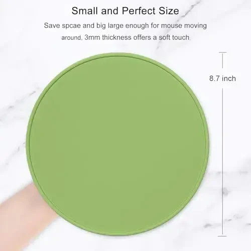 Hsurbtra Mouse Pad, Premium-Textured Small Round Mousepad 8.7 x 8.7 Inch Grass Green, Stitched Edge Anti-Slip Waterproof Rubber Pretty Cute Computer Mat for Office Home Gaming Laptop Men Women Kids - 2