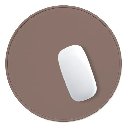 Hsurbtra Mouse Pad, Premium-Textured Small Round Mousepad 8.7 x 8.7 Inch Dark Brown, Stitched Edge Anti-Slip Waterproof Rubber Pretty Cute Computer Mat for Office Home Gaming Laptop Men Women Kids 