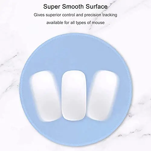 Hsurbtra Mouse Pad, Premium-Textured Small Round Mousepad 8.7 x 8.7 Inch Blue, Stitched Edge Anti-Slip Waterproof Rubber Pretty Cute Computer Mat for Office Home Gaming Laptop Men Women Kids - 3