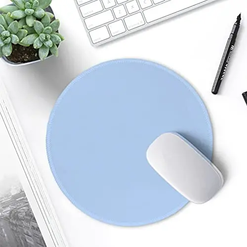 Hsurbtra Mouse Pad, Premium-Textured Small Round Mousepad 8.7 x 8.7 Inch Blue, Stitched Edge Anti-Slip Waterproof Rubber Pretty Cute Computer Mat for Office Home Gaming Laptop Men Women Kids - 7