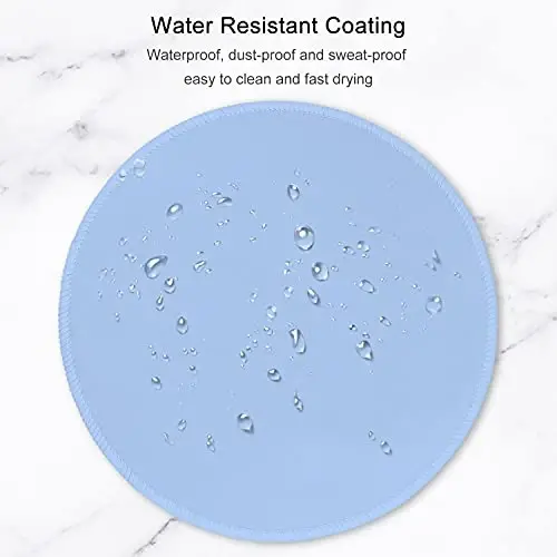 Hsurbtra Mouse Pad, Premium-Textured Small Round Mousepad 8.7 x 8.7 Inch Blue, Stitched Edge Anti-Slip Waterproof Rubber Pretty Cute Computer Mat for Office Home Gaming Laptop Men Women Kids - 6