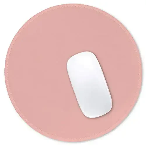 Hsurbtra Mouse Pad, Premium-Textured Small Round Mousepad 8.7 x 8.7 Inch Warm Pink, Stitched Edge Anti-Slip Waterproof Rubber Pretty Cute Computer Mat for Office Home Gaming Laptop Men Women Kids - HSURBTRA