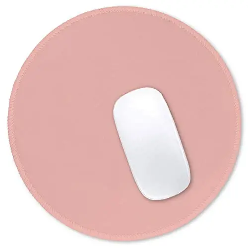 Hsurbtra Mouse Pad, Premium-Textured Small Round Mousepad 8.7 x 8.7 Inch Warm Pink, Stitched Edge Anti-Slip Waterproof Rubber Pretty Cute Computer Mat for Office Home Gaming Laptop Men Women Kids - 1