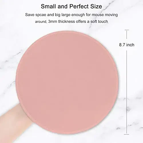 Hsurbtra Mouse Pad, Premium-Textured Small Round Mousepad 8.7 x 8.7 Inch Warm Pink, Stitched Edge Anti-Slip Waterproof Rubber Pretty Cute Computer Mat for Office Home Gaming Laptop Men Women Kids - 2