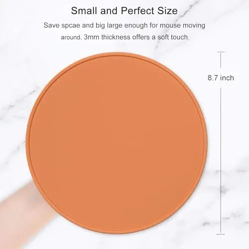 Hsurbtra Mouse Pad, Premium-Textured Small Round Mousepad 8.7 x 8.7 Inch Orange, Stitched Edge Anti-Slip Waterproof Rubber Pretty Cute Computer Mat for Office Home Gaming Laptop Men Women Kids - 2