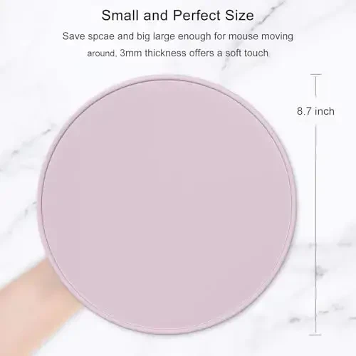Hsurbtra Mouse Pad, Premium-Textured Small Round Mousepad 8.7 x 8.7 Inch Dark Pink, Stitched Edge Anti-Slip Waterproof Rubber Pretty Cute Computer Mat for Office Home Gaming Laptop Men Women Kids - HSURBTRA (1)