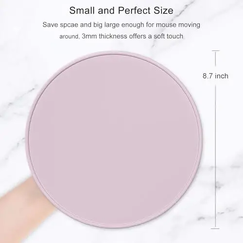 Hsurbtra Mouse Pad, Premium-Textured Small Round Mousepad 8.7 x 8.7 Inch Dark Pink, Stitched Edge Anti-Slip Waterproof Rubber Pretty Cute Computer Mat for Office Home Gaming Laptop Men Women Kids - 2