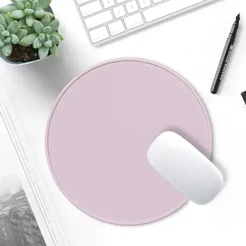Hsurbtra Mouse Pad, Premium-Textured Small Round Mousepad 8.7 x 8.7 Inch Dark Pink, Stitched Edge Anti-Slip Waterproof Rubber Pretty Cute Computer Mat for Office Home Gaming Laptop Men Women Kids - 7