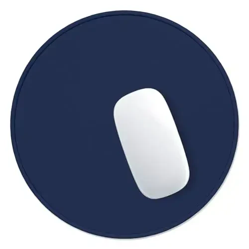Hsurbtra Mouse Pad, Premium-Textured Small Round Mousepad 8.7 x 8.7 Inch Navy Blue, Stitched Edge Anti-Slip Waterproof Rubber Pretty Cute Computer Mat for Office Home Gaming Laptop Men Women Kids 