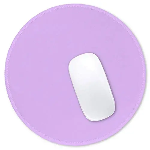 Hsurbtra Mouse Pad, Premium-Textured Small Round Mousepad 8.7 x 8.7 Inch Purple, Stitched Edge Anti-Slip Waterproof Rubber Pretty Cute Computer Mat for Office Home Gaming Laptop Men Women Kids 