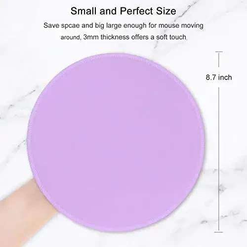 Hsurbtra Mouse Pad, Premium-Textured Small Round Mousepad 8.7 x 8.7 Inch Purple, Stitched Edge Anti-Slip Waterproof Rubber Pretty Cute Computer Mat for Office Home Gaming Laptop Men Women Kids - 2