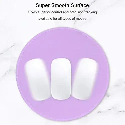 Hsurbtra Mouse Pad, Premium-Textured Small Round Mousepad 8.7 x 8.7 Inch Purple, Stitched Edge Anti-Slip Waterproof Rubber Pretty Cute Computer Mat for Office Home Gaming Laptop Men Women Kids - 3