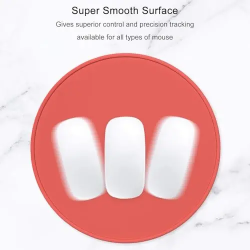 Hsurbtra Mouse Pad, Premium-Textured Small Round Mousepad 8.7 x 8.7 Inch Bright Red, Stitched Edge Anti-Slip Waterproof Rubber Pretty Cute Computer Mat for Office Home Gaming Laptop Men Women Kids - 3