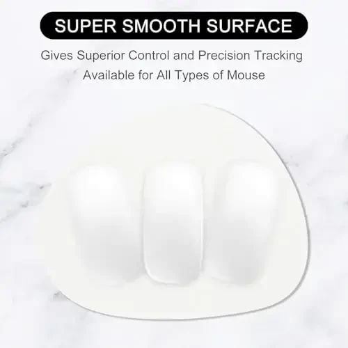 Hsurbtra Mouse Pad, Premium-Textured Small Oval Mousepad 8.7 x 7.1 Inch White, Thick 3 mm Anti-Slip Waterproof Rubber Pretty Cute Computer Mat for Office Home Gaming Laptop Men Women Kids - 2