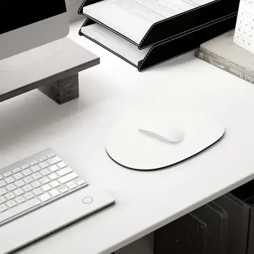 Hsurbtra Mouse Pad, Premium-Textured Small Oval Mousepad 8.7 x 7.1 Inch White, Thick 3 mm Anti-Slip Waterproof Rubber Pretty Cute Computer Mat for Office Home Gaming Laptop Men Women Kids - 7