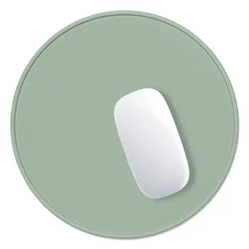 Hsurbtra Mouse Pad, Premium-Textured Small Round Mousepad 8.7 x 8.7 Inch Bean Green, Stitched Edge Anti-Slip Waterproof Rubber Pretty Cute Computer Mat for Office Home Gaming Laptop Men Women Kids - 1