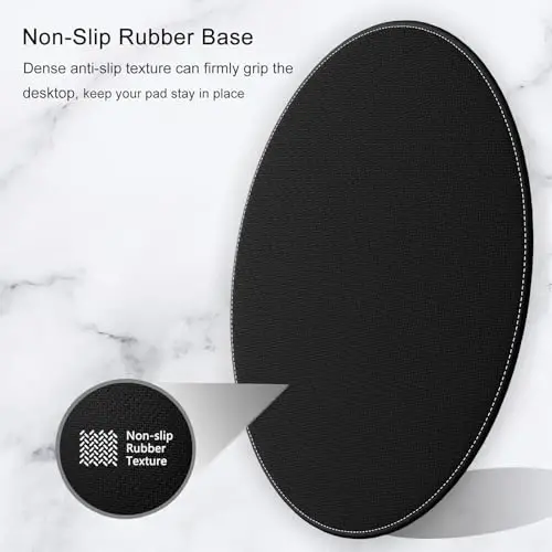 Hsurbtra Mouse Pad, Premium-Textured Small Round Mousepad 8.7 x 8.7 Inch Beige, Stitched Edge Anti-Slip Waterproof Rubber Pretty Cute Computer Mat for Office Home Gaming Laptop Men Women Kids - 5