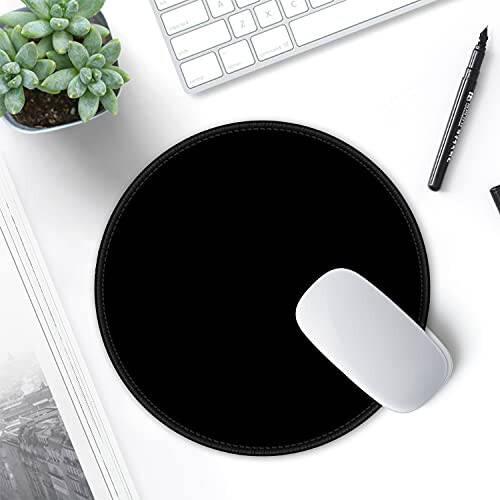 Hsurbtra Mouse Pad, Premium-Textured Small Round Mousepad 8.7 x 8.7 Inch Black, Stitched Edge Anti-Slip Waterproof Rubber Mouse Mat, Pretty Cute Mouse Pad for Office Home Gaming Laptop Men Women Kids - 7