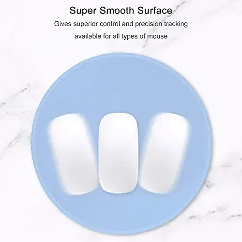 Hsurbtra Mouse Pad, Premium-Textured Small Round Mousepad 8.7 x 8.7 Inch Blue, Stitched Edge Anti-Slip Waterproof Rubber Pretty Cute Computer Mat for Office Home Gaming Laptop Men Women Kids - 3