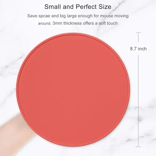 Hsurbtra Mouse Pad, Premium-Textured Small Round Mousepad 8.7 x 8.7 Inch Bright Red, Stitched Edge Anti-Slip Waterproof Rubber Pretty Cute Computer Mat for Office Home Gaming Laptop Men Women Kids - HSURBTRA (1)