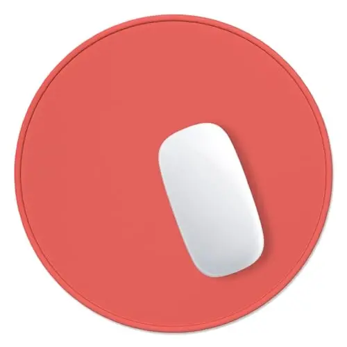 Hsurbtra Mouse Pad, Premium-Textured Small Round Mousepad 8.7 x 8.7 Inch Bright Red, Stitched Edge Anti-Slip Waterproof Rubber Pretty Cute Computer Mat for Office Home Gaming Laptop Men Women Kids - 1
