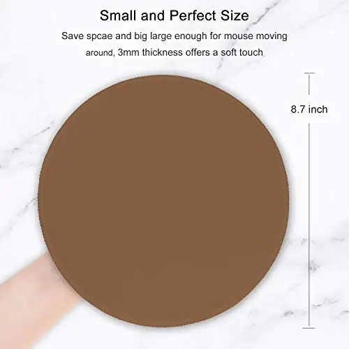 Hsurbtra Mouse Pad, Premium-Textured Small Round Mousepad 8.7 x 8.7 Inch Brown, Stitched Edge Anti-Slip Waterproof Rubber Mouse Mat, Pretty Cute Mouse Pad for Office Home Gaming Laptop Men Women Kids 