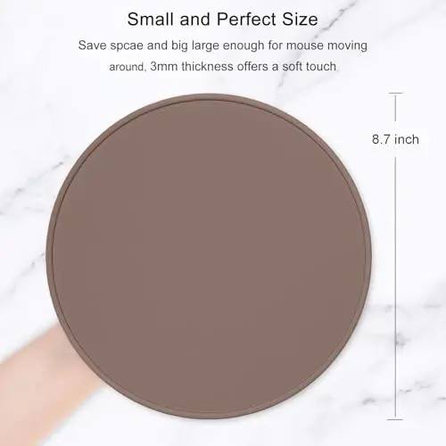 Hsurbtra Mouse Pad, Premium-Textured Small Round Mousepad 8.7 x 8.7 Inch Dark Brown, Stitched Edge Anti-Slip Waterproof Rubber Pretty Cute Computer Mat for Office Home Gaming Laptop Men Women Kids - 2