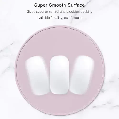 Hsurbtra Mouse Pad, Premium-Textured Small Round Mousepad 8.7 x 8.7 Inch Dark Pink, Stitched Edge Anti-Slip Waterproof Rubber Pretty Cute Computer Mat for Office Home Gaming Laptop Men Women Kids - 3