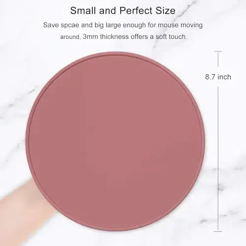 Hsurbtra Mouse Pad, Premium-Textured Small Round Mousepad 8.7 x 8.7 Inch Dark Red, Stitched Edge Anti-Slip Waterproof Rubber Pretty Cute Computer Mat for Office Home Gaming Laptop Men Women Kids - 2