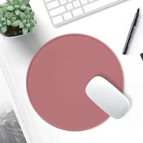 Hsurbtra Mouse Pad, Premium-Textured Small Round Mousepad 8.7 x 8.7 Inch Dark Red, Stitched Edge Anti-Slip Waterproof Rubber Pretty Cute Computer Mat for Office Home Gaming Laptop Men Women Kids - 7