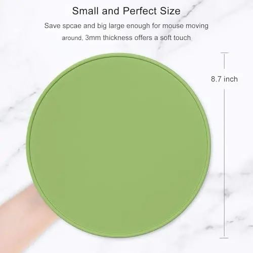 Hsurbtra Mouse Pad, Premium-Textured Small Round Mousepad 8.7 x 8.7 Inch Grass Green, Stitched Edge Anti-Slip Waterproof Rubber Pretty Cute Computer Mat for Office Home Gaming Laptop Men Women Kids 