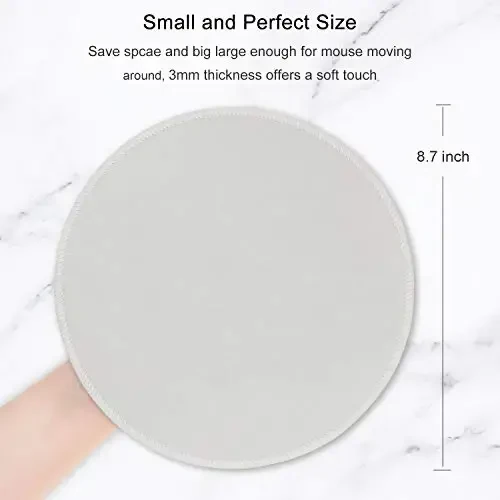 Hsurbtra Mouse Pad, Premium-Textured Small Round Mousepad 8.7 x 8.7 Inch Gray, Stitched Edge Anti-Slip Waterproof Rubber Pretty Cute Computer Mat for Office Home Gaming Laptop Men Women Kids - 2