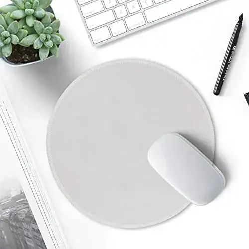 Hsurbtra Mouse Pad, Premium-Textured Small Round Mousepad 8.7 x 8.7 Inch Gray, Stitched Edge Anti-Slip Waterproof Rubber Pretty Cute Computer Mat for Office Home Gaming Laptop Men Women Kids - 7